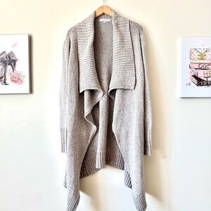 CAbi Oatmeal Draped Long Cardigan Cotton Blend Pockets Sz Small.